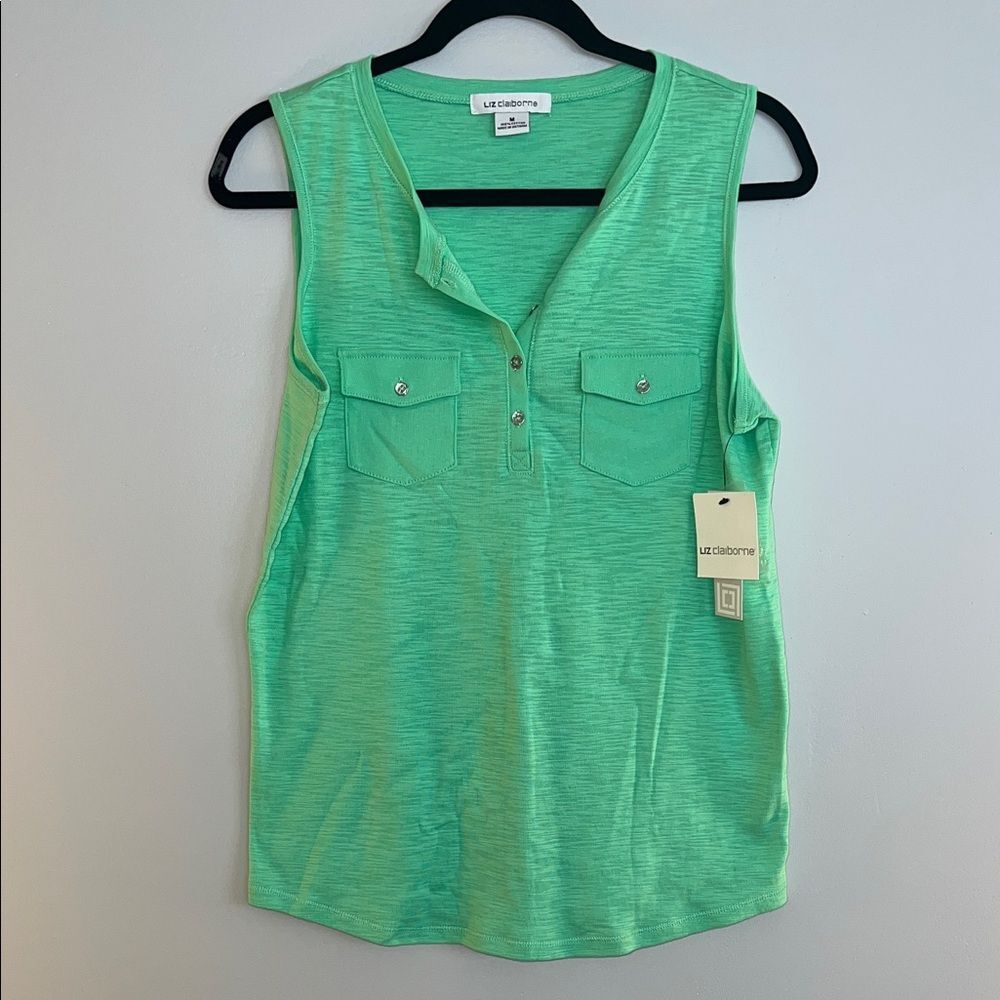 Liz Claiborne Sleeveless Slub Tank Top in Spring Bud- Size M